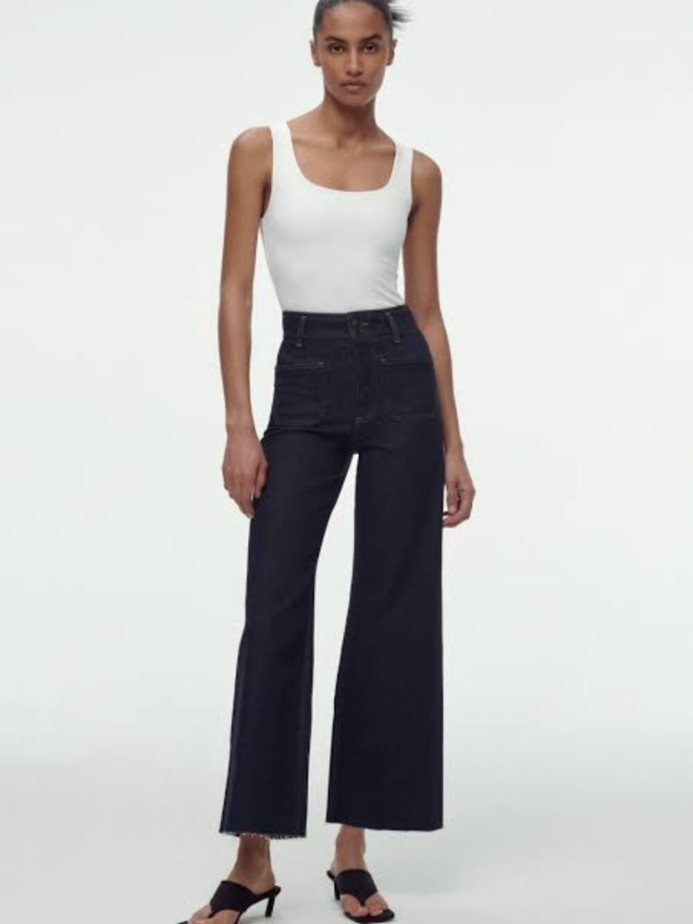ZARA The Marine Straight High Rise Jeans in Dark Blue Size 6